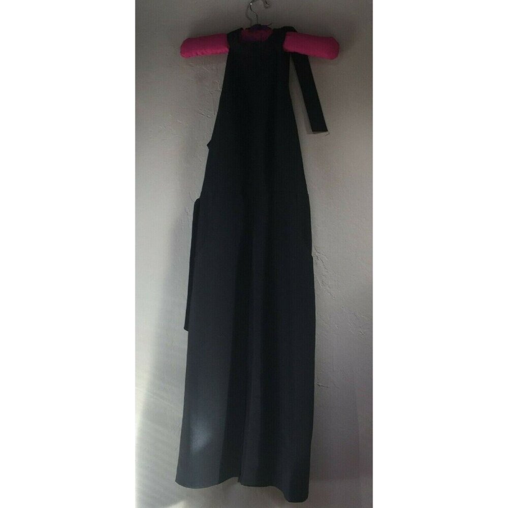 A.B.S. Collection Womens Sz 4 Black Halter Neck Sleeveless Belted Midi Dress New